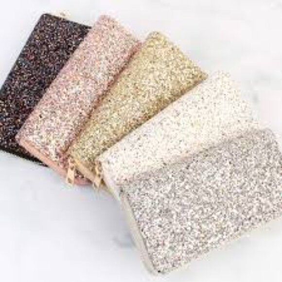 Glitter Zip Around Wallet/ Sparkly Puffy Clutch- Pink- Barbiecore - NWT - Picture 5 of 7